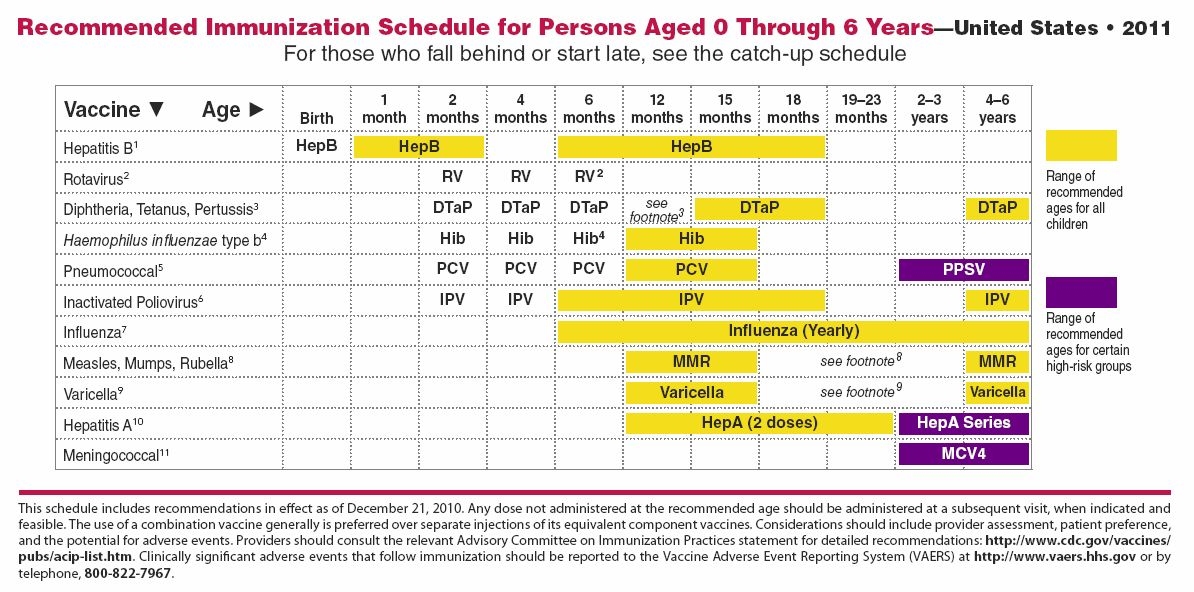 Infant Immunization Chart